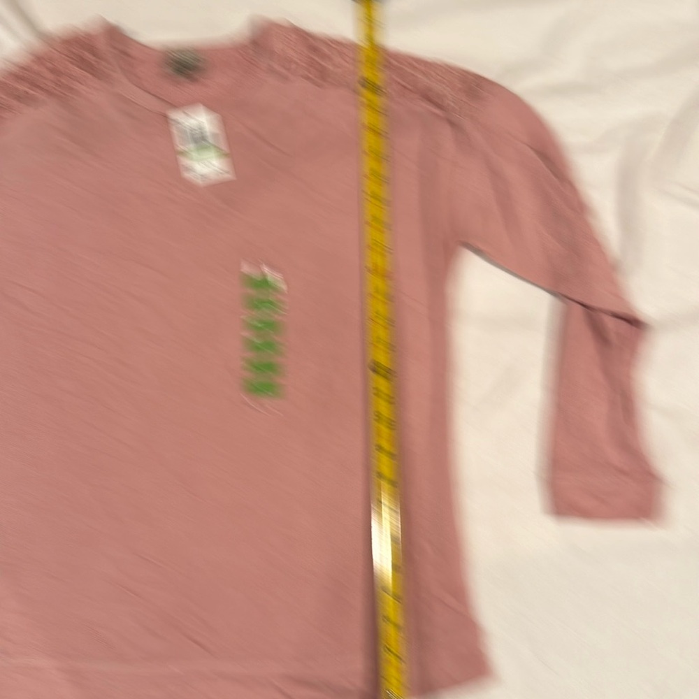NWT Blush colored long sleeve top with lace shoulders - Picture 7 of 7